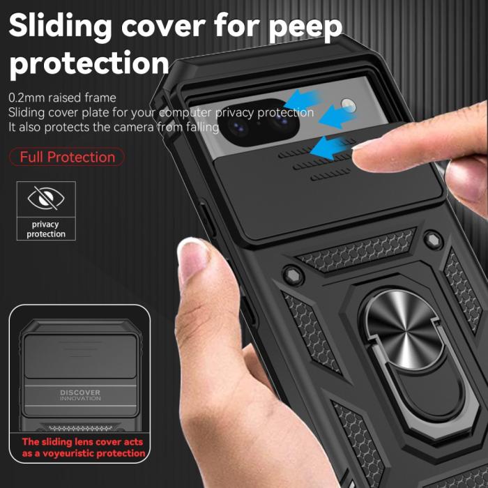 Bild 5,  Google Pixel 8A Shockproof Hybrid Armor Ring Skal Svart - Teknikhallen.se