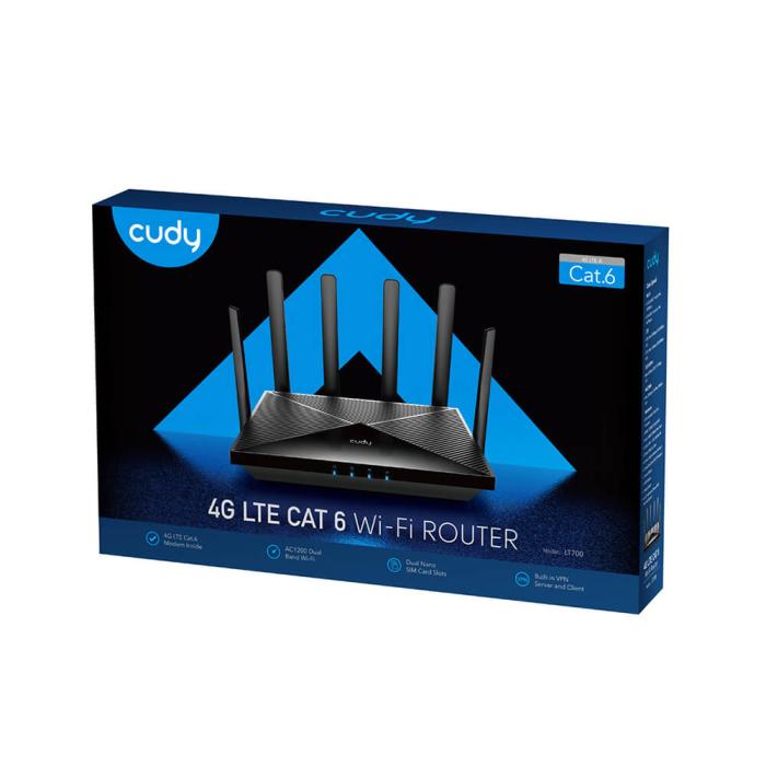 Bild 6, Cudy Cudy 4G Router LT700 Cat6 AC1200 Gigabit Dual-SIM Svart - Teknikhallen.se