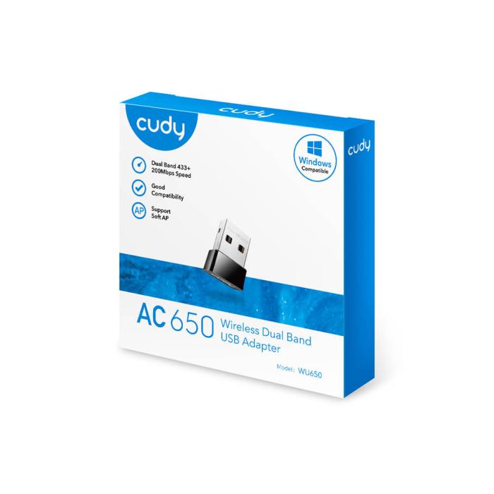 Bild 6, Cudy Cudy Adapter USB WU650 AC650 Svart - Teknikhallen.se