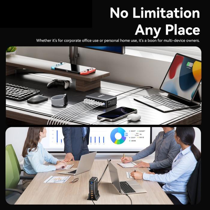 Bild 5, ESSAGER ESSAGER 320W Laddningsstation USB-C / USB-A Svart - Teknikhallen.se
