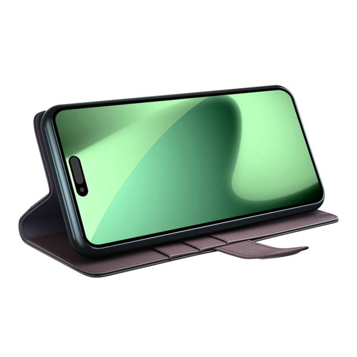 Bild 3,  iPhone 17 Pro Max Fodral Premium Äkta Läder Brun - Teknikhallen.se