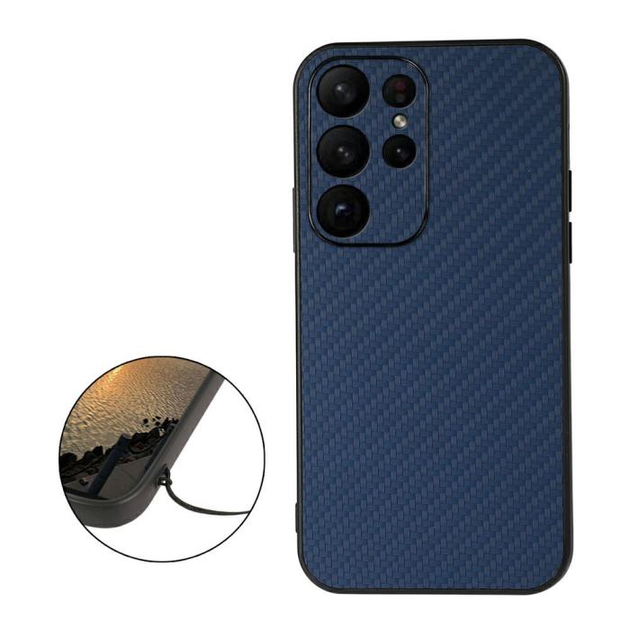 Bild 2,  Samsung Galaxy S23 Ultra Skal Kolfiber Textur Blå - Teknikhallen.se
