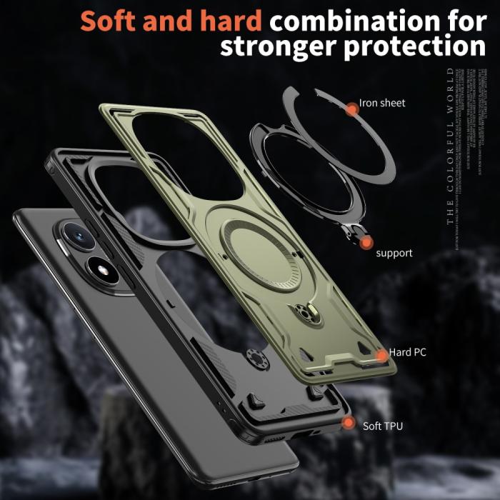 Bild 6,  Xiaomi Redmi Note 14 Pro 5G Skal MagSafe Kickstand Hybrid Grön - Teknikhallen.se