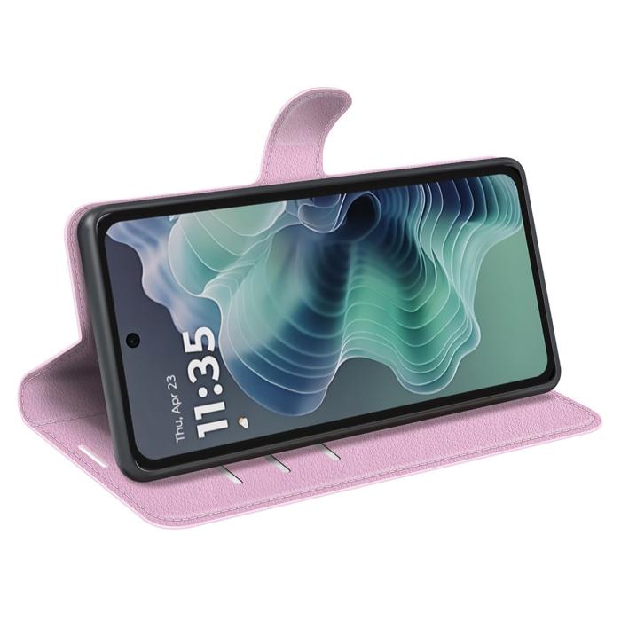 Bild 3,  Motorola Moto G35 5G Fodral Litchi Läder Ljus Rosa - Teknikhallen.se