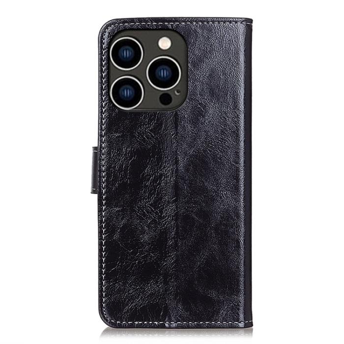 Bild 3,  iPhone 15 Pro Fodral Retro Crazy Horse Svart - Teknikhallen.se