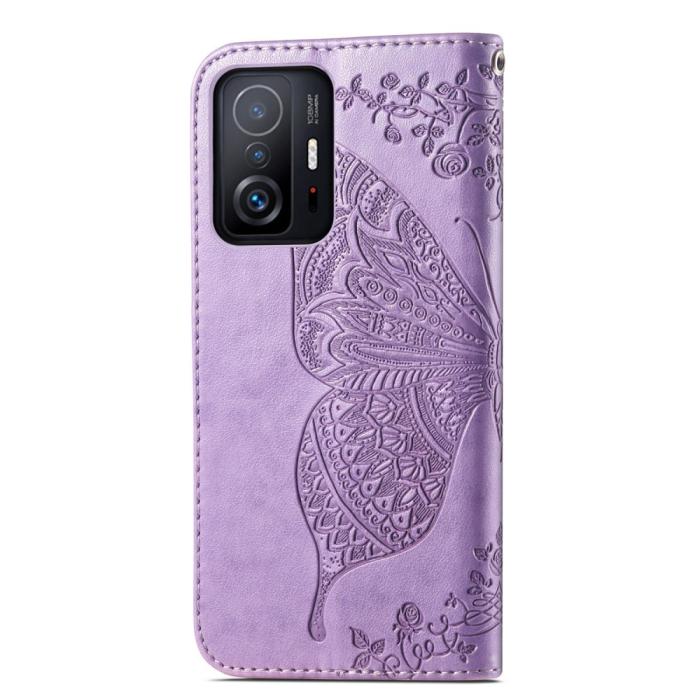 Bild 3,  Xiaomi 11T / 11T Pro Fodral Läder Butterfly Ljus Lila - Teknikhallen.se