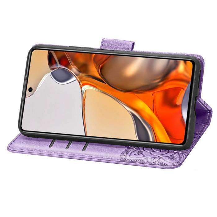 Bild 5,  Xiaomi 11T / 11T Pro Fodral Läder Butterfly Ljus Lila - Teknikhallen.se