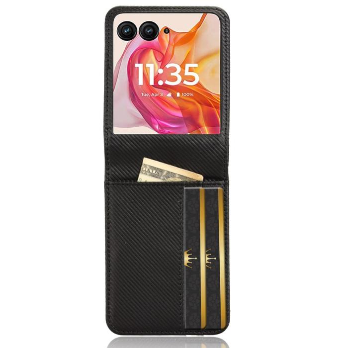 Bild 2,  Motorola Razr 50 Ultra 5G Skal Med Kortfack Läder Svart - Teknikhallen.se