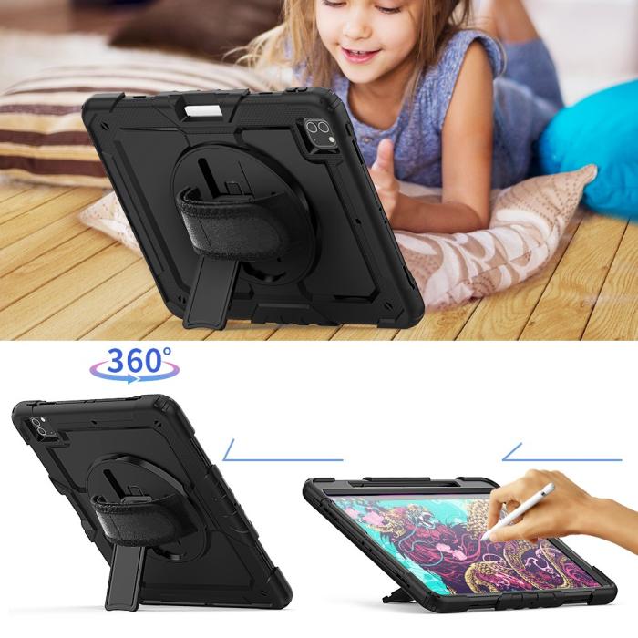 Bild 6,  iPad Pro 12.9 Skal 360° Rotation Shockproof Med Rem Svart - Teknikhallen.se