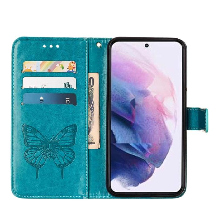 Bild 3,  Samsung Galaxy S22 Fodral Butterfly Läder Blå - Teknikhallen.se
