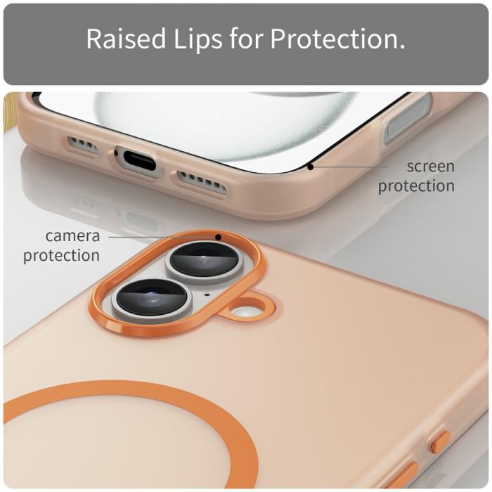 Bild 6,  iPhone 16 Plus Skal MagSafe Slim Matt Orange - Teknikhallen.se