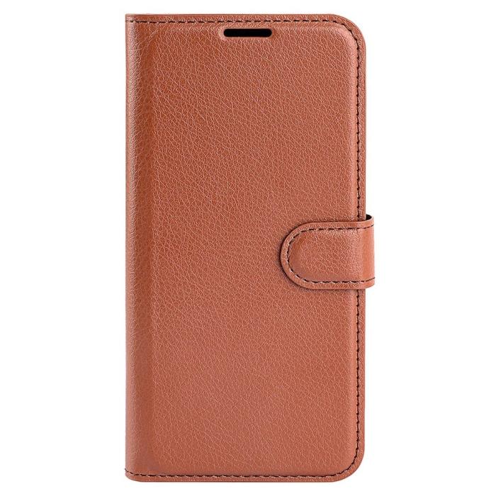 Bild 5,  Samsung Galaxy S23 Plus Fodral Litchi Läder Brun - Teknikhallen.se
