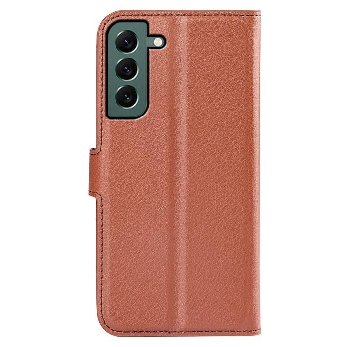 Bild 6,  Samsung Galaxy S23 Plus Fodral Litchi Läder Brun - Teknikhallen.se