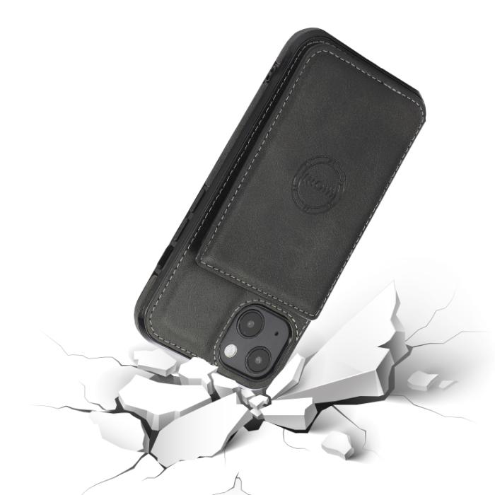 Bild 6,  iPhone 14 Läder Skal Med Kortfack Och Magnet Svart - Teknikhallen.se