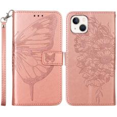  iPhone 15 Plus Fodral Med Tryck Fj&auml;ril Ros&eacute;guld - Teknikhallen.se