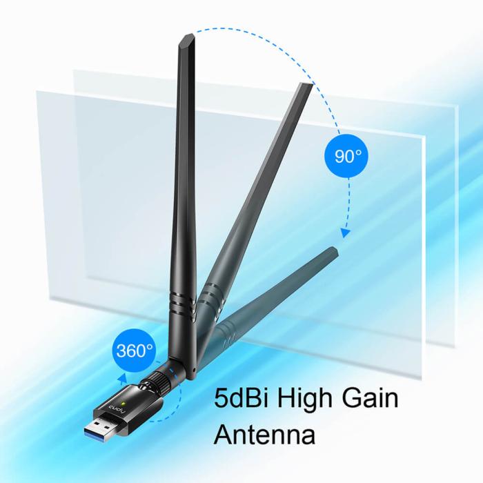 Bild 2, Cudy Cudy Adapter USB WU1400 AC1300 High Gain Svart - Teknikhallen.se