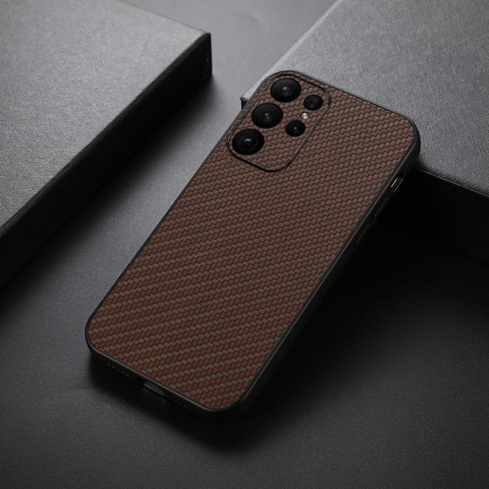Bild 3,  Samsung Galaxy S23 Ultra Skal Kolfiber Textur Brun - Teknikhallen.se