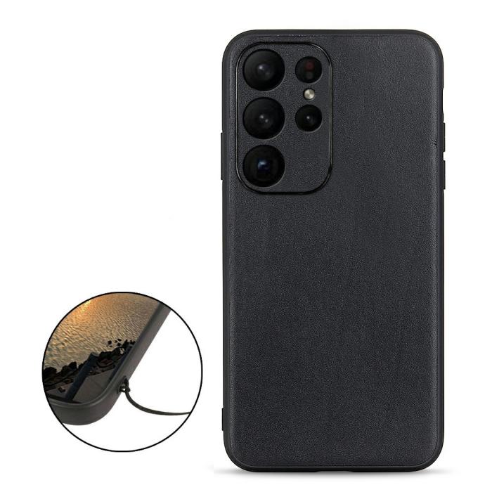 Bild 2,  Samsung Galaxy S23 Ultra Skal Äkta Läder Svart - Teknikhallen.se