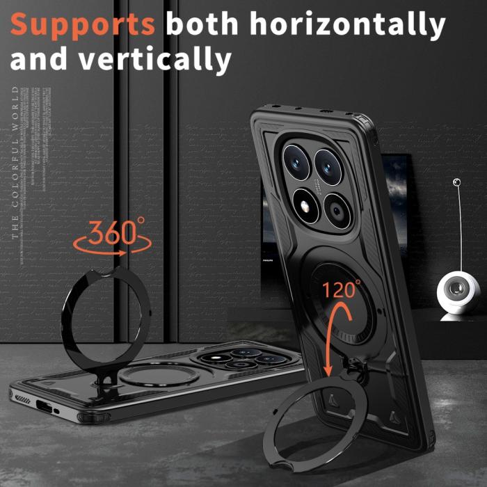 Bild 2,  Xiaomi Redmi Note 14 Pro 5G Skal MagSafe Kickstand Hybrid Svart - Teknikhallen.se