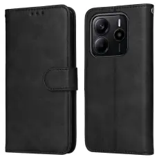  Xiaomi Redmi Note 14 4G Fodral L&auml;der Folio Svart - Teknikhallen.se