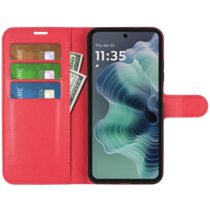 Bild 2,  Motorola Moto G35 5G Fodral Litchi Läder Röd - Teknikhallen.se