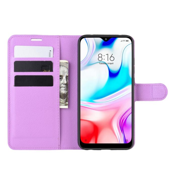 Bild 5,  Xiaomi Redmi 8 - Litchi Plånboksfodral - Lila - Teknikhallen.se