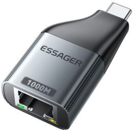 ESSAGER ESSAGER USB-C Hona Till RJ45 Adapter Grå - Teknikhallen.se