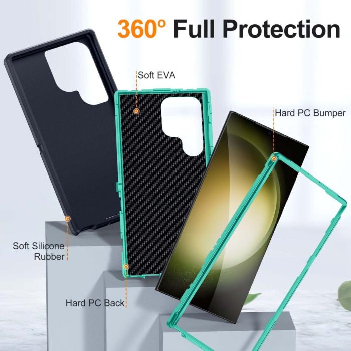 Bild 3,  Galaxy S24 Ultra Skal Xtreme Shockproof Hybrid Svart/Cyan - Teknikhallen.se