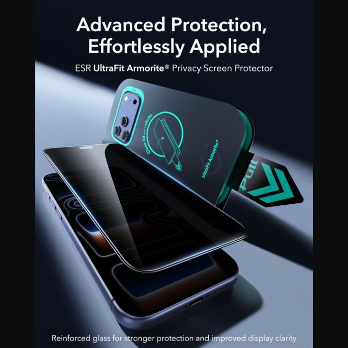 Bild 3, ESR ESR iPhone 18 Pro Max 2-PACK Skärmskydd Amorite Härdat Glas - Teknikhallen.se