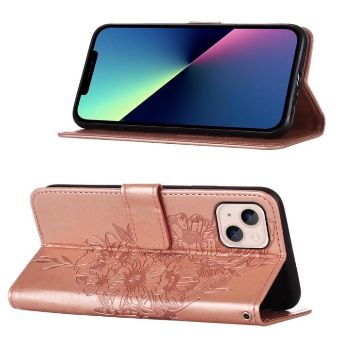 Bild 3,  iPhone 15 Plus Fodral Med Tryck Fjäril Roséguld - Teknikhallen.se