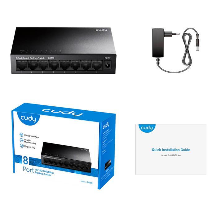 Bild 3, Cudy Cudy Switch GS108 8-port Gigabit Svart - Teknikhallen.se