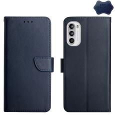  Motorola Moto G52/G82 Fodral &Auml;kta L&auml;der Nappa Textur Bl&aring; - Teknikhallen.se