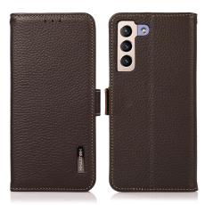 KHAZNEH KHAZNEH Samsung Galaxy S22 Plus Fodral Litchi &Auml;kta L&auml;der Brun - Teknikhallen.se