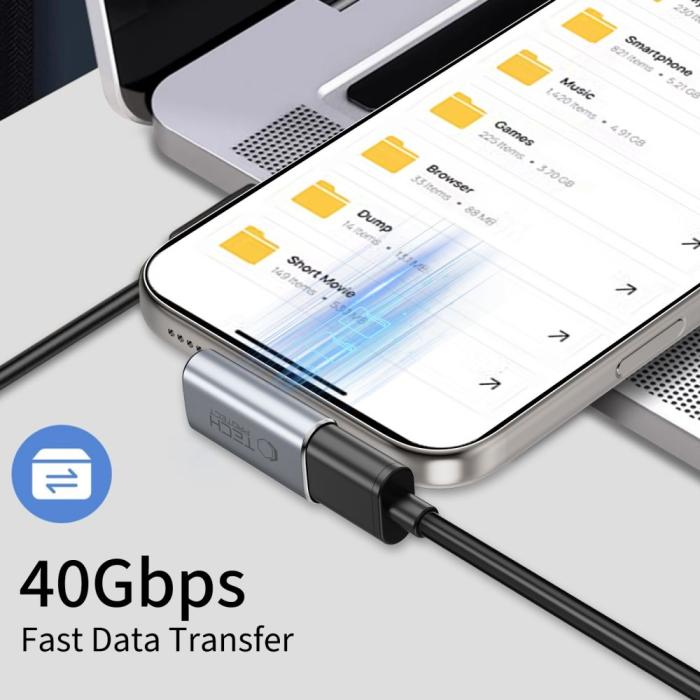 Bild 3, Tech-Protect Tech-Protect USB-C - USB-C Adapter UltraBoost Grå - Teknikhallen.se