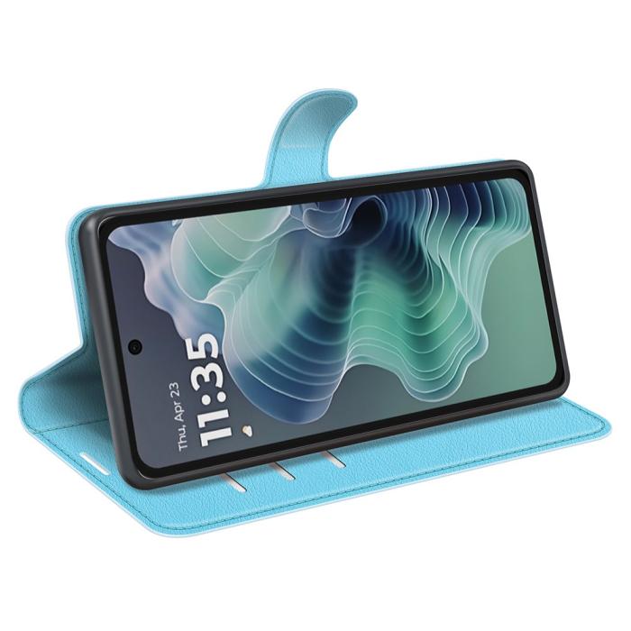 Bild 3,  Motorola Moto G35 5G Fodral Litchi Läder Blå - Teknikhallen.se