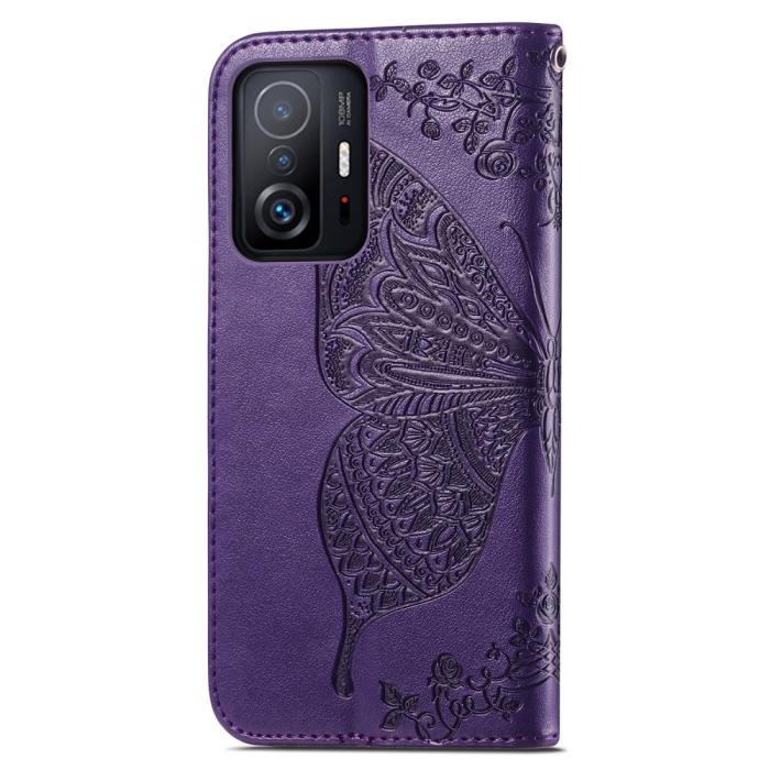 Bild 3,  Xiaomi 11T / 11T Pro Fodral Läder Butterfly Lila - Teknikhallen.se