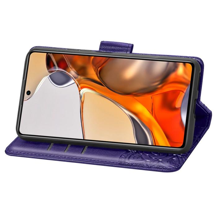 Bild 5,  Xiaomi 11T / 11T Pro Fodral Läder Butterfly Lila - Teknikhallen.se