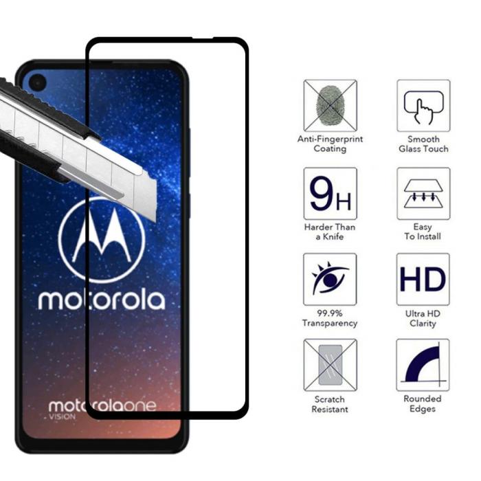 Bild 3,  Motorola One Vision - 2-Pack härdat glas - Heltäckande skärmskydd - Teknikhallen.se