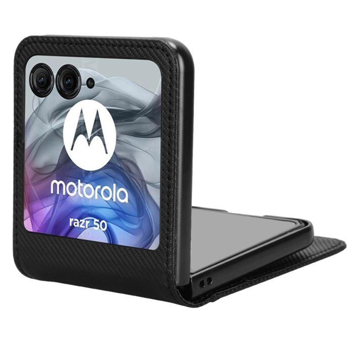 Bild 3,  Motorola Razr 60 / 50 5G Skal Med Kortfack Läder Svart - Teknikhallen.se