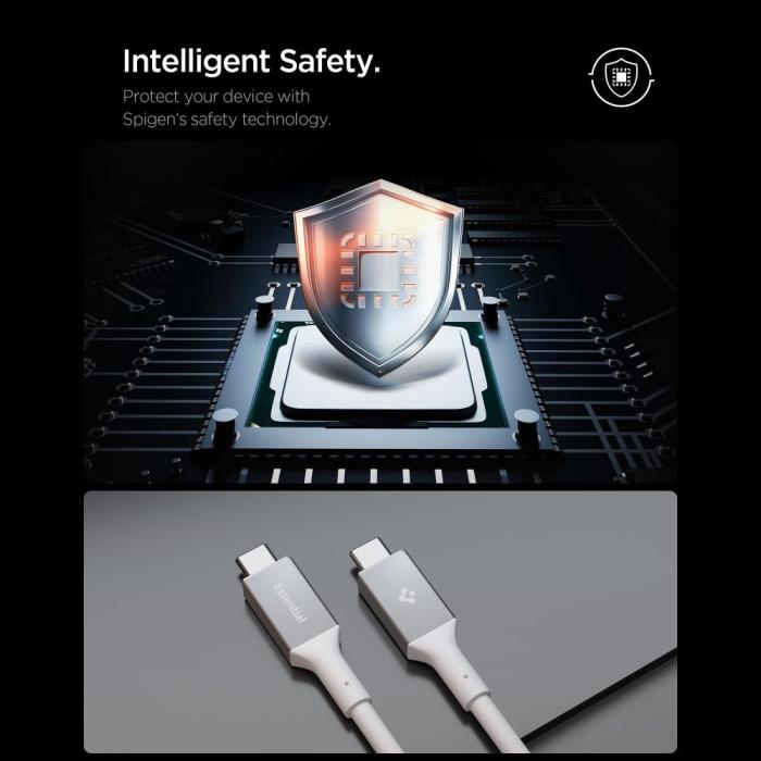 Bild 6, Spigen Spigen 2m 100W USB-C - USB-C Kabel Essential Vit - Teknikhallen.se