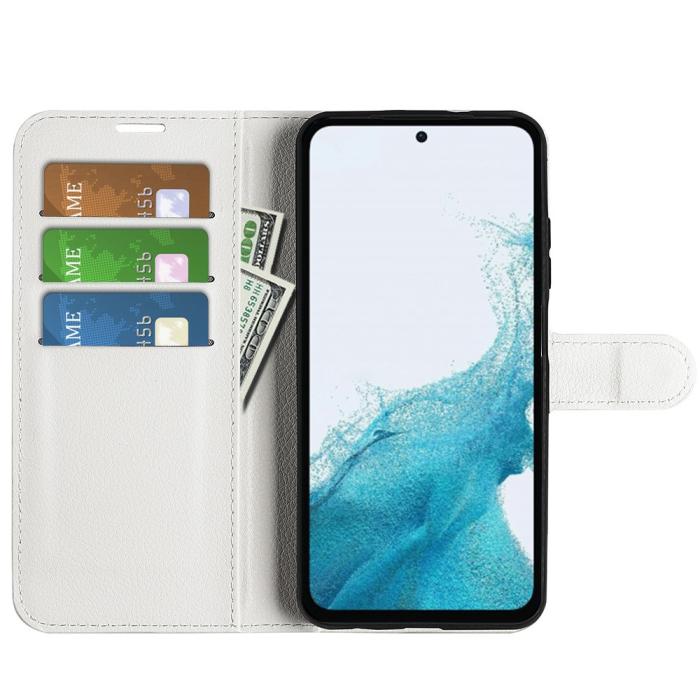 Bild 2,  Samsung Galaxy A54 5G Fodral Litchi Läder Vit - Teknikhallen.se