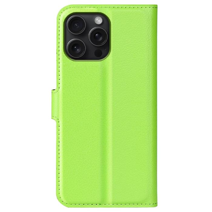 Bild 6,  iPhone 16 Pro Max Fodral Litchi Läder Textur Grön - Teknikhallen.se