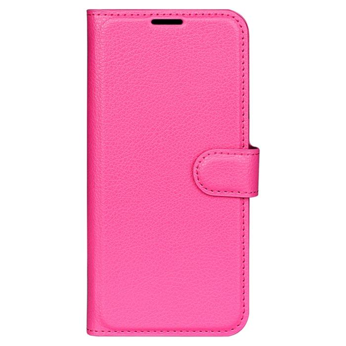 Bild 5,  iPhone 16 Pro Max Fodral Litchi Läder Textur Rosa - Teknikhallen.se