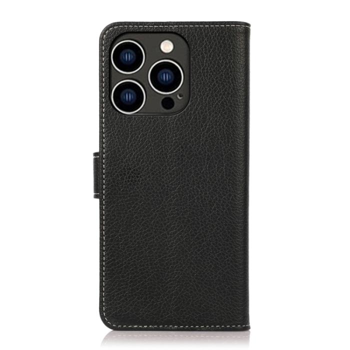 Bild 3,  iPhone 14 Pro Fodral Litchi Textur Svart - Teknikhallen.se
