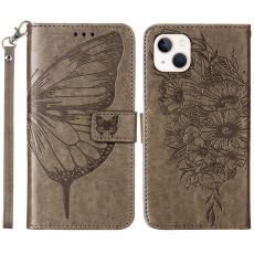  iPhone 15 Plus Fodral Med Tryck Fj&auml;ril Gr&aring; - Teknikhallen.se