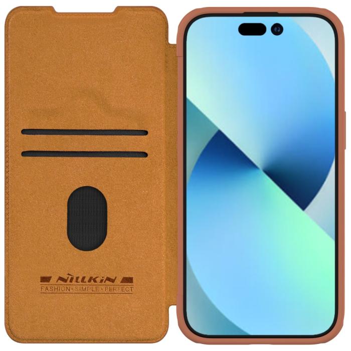 Bild 2, NILLKIN NILLKIN iPhone 15 Plus Fodral Qin CamShield Brun - Teknikhallen.se