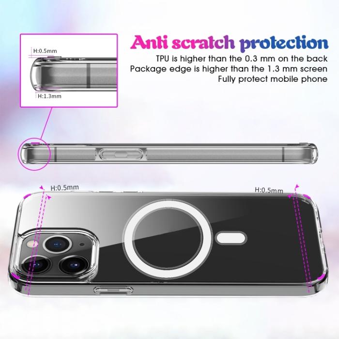 Bild 4,  iPhone 15 Pro Max Skal MagSafe Akryl/TPU Transparent - Teknikhallen.se