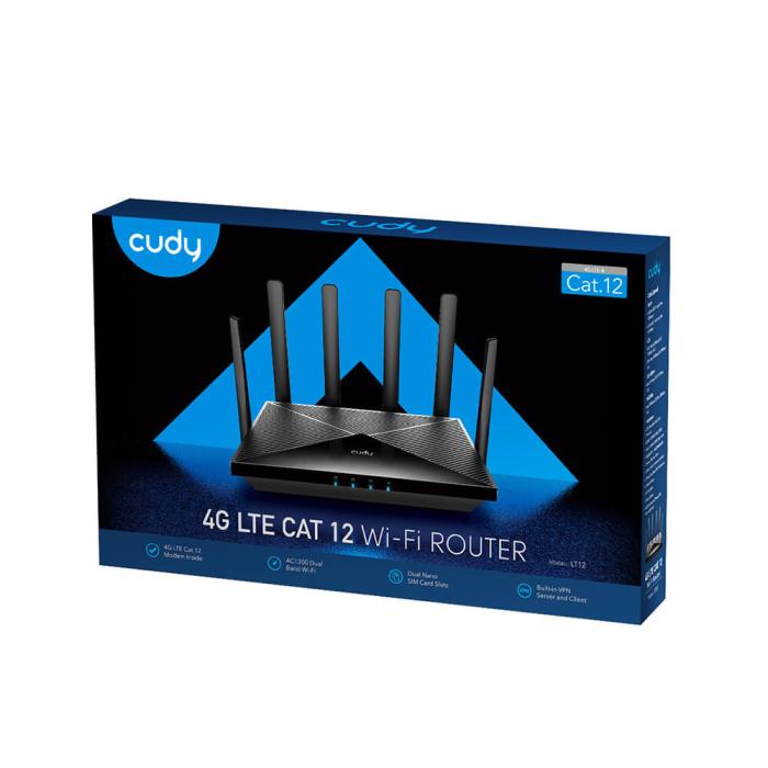Bild 6, Cudy Cudy 4G Router LT12 Cat 12 AC1200 Gigabit Dual-SIM Svart - Teknikhallen.se