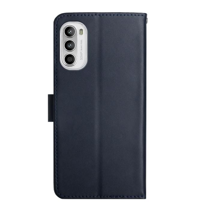 Bild 3,  Motorola Moto G52/G82 Fodral Äkta Läder Nappa Textur Blå - Teknikhallen.se