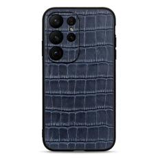  Samsung Galaxy S23 Ultra Skal &Auml;kta L&auml;der Krokodil Textur Bl&aring; - Teknikhallen.se